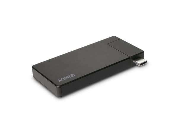 Lindy 43336, Koblet med ledninger (ikke trådløs), USB 3.2 Gen 1 (3.1 Gen 1) Type-C, 60 W, Sort, 3840 x 2160 piksler, Aluminium
