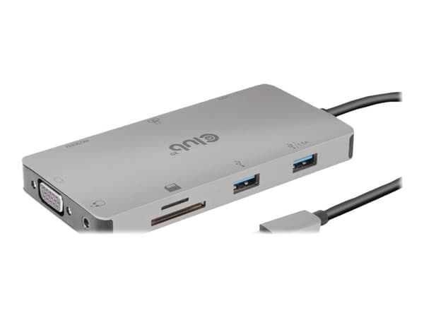 Club 3D USB Gen1 Type-C 9-in-1 hub - Dockningsstation - USB-C - VGA, HDMI - 1GbE