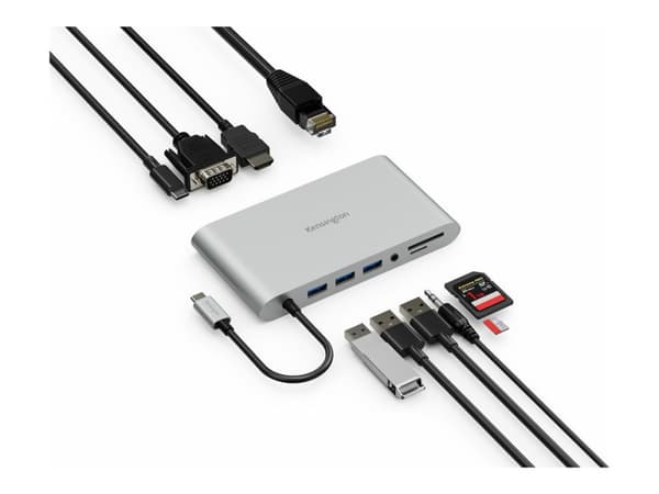 Kensington UH1440P, Langallinen, USB 3.2 Gen 1 (3.1 Gen 1) Type-C, 85 W, 3,5 mm, 10,1000,100 Mbit/s, Hopea