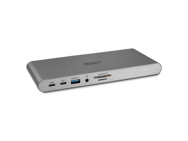 Lindy DST-Pro 5K, Ledningsført, USB 3.2 Gen 1 (3.1 Gen 1) Type-C, 100 W, 10,100,1000 Mbit/s, Sølv, MicroSD (TransFlash), SD