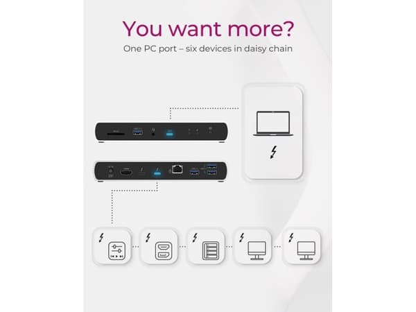 ICY BOX IB-DK8801-TB4 - Dockningsstation - USB-C / Thunderbolt 4 - HDMI, DP - 1GbE - 135 Watt