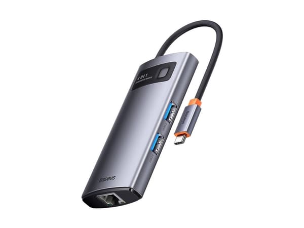 Baseus Metal Gleam, Koblet med ledninger (ikke trådløs), USB 3.2 Gen 1 (3.1 Gen 1) Type-C, 100 Mbit/s, Grå, 5 Gbit/s, Aluminium