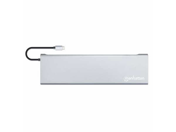 Manhattan 130578, Ledningsført, USB 3.2 Gen 1 (3.1 Gen 1) Type-C, 100 W, 10,100,1000 Mbit/s, Alumiini, MicroSD (TransFlash), SD, SDHC, SDXC