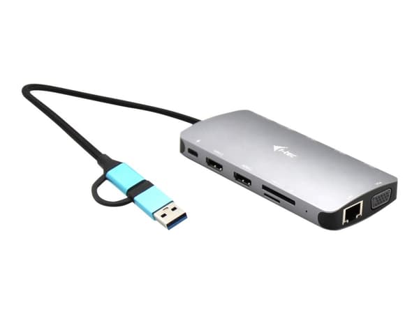 i-Tec Nano Dock - Telakointiasema - USB 3.0 / USB4 / Thunderbolt 4 - VGA, 2 x HDMI - GigE - Eurooppa - Suomi