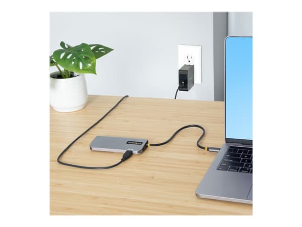 StarTech.com USB C moniporttisovitin, 4K 60Hz HDMI-video, 3-porttinen 5Gbps USB-A 3.2 -keskitin, 100W Power Delivery Passthrough, GbE, USB Type-C Min