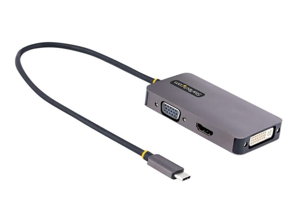 StarTech.com USB C Video Adapter, USB C to HDMI DVI VGA Adapter, Up to 4K 60Hz, Aluminum, Multiport Video Display Adapter for Laptops, Thunderbolt 3/