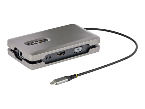 StarTech.com USB-C moniporttisovitin USB-C DP Alt Mode -videolähdöllä / 4K HDMI 2.0 / VGA, USB-C Dual Monitor Docking Station, 100W PD Pass-Through,