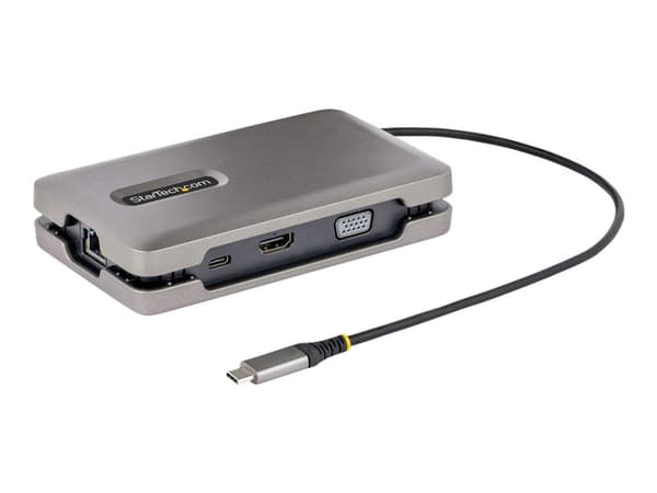 StarTech.com USB-C moniporttisovitin USB-C DP Alt Mode -videolähdöllä / 4K HDMI 2.0 / VGA, USB-C Dual Monitor Docking Station, 100W PD Pass-Through,
