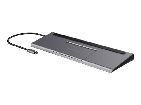 Deltaco USBC-DOCK2, Langallinen, USB 3.2 Gen 1 (3.1 Gen 1) Type-C, 85 W, 3,5 mm, 1.4/2.2, 1000 Mbit/s