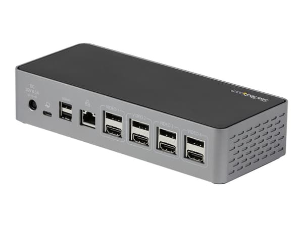 StarTech.com USB-C Dock, 4K 60Hz Quad Monitor DisplayPort & HDMI, Universal USB C Docking Station with 100W Power Delivery Charging, USB Hub w/ 1x US