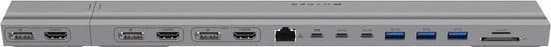 HyperDrive - Dockningsstation - USB-C x 2 - 3 x HDMI, 3 x DP - 1GbE