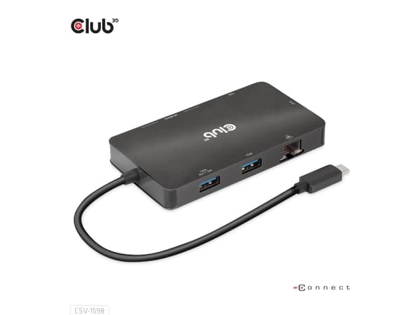 Club 3D - Dokkingstasjon - USB-C 3.2 Gen 2 - 2 x DP - GigE