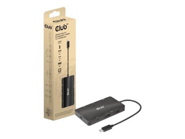 Club 3D - Telakointiasema - USB-C 3.2 Gen 2 - 2 x DP - GigE