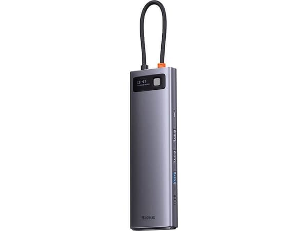 Baseus Metal Gleam multifunksjonell HUB USB Type C 12in1 HDMI / DP / USB Type C / minijack 3,5 mm / RJ45 / SD (WKWG020213)