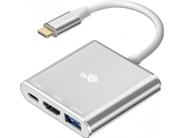 USB C 3-in-1 HUB adapter - HDMI, USB, PD silver