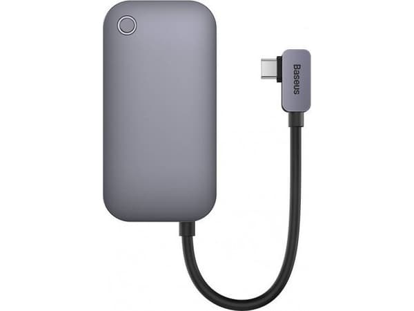 Hub 4in1 Baseus PadJoy-serien USB-C i USB 3.0 + HDMI + USB-C PD + kontakt 3,5 mm (grå) (WKWJ000013)