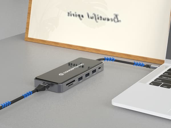 Conceptronic DONN15G, Kabel, USB 3.2 Gen 1 (3.1 Gen 1) Type-C, 100 W, 1000 Mbit/s, Grå, MicroSD (TransFlash), SD