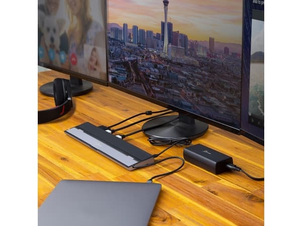 j5create JCD543P-EN USB-C® dokkingstasjon for tre skjermer med 100W PD-adapter - EU, Koblet med ledninger (ikke trådløs), USB 3.2 Gen 1 (3.1 Gen 1) T