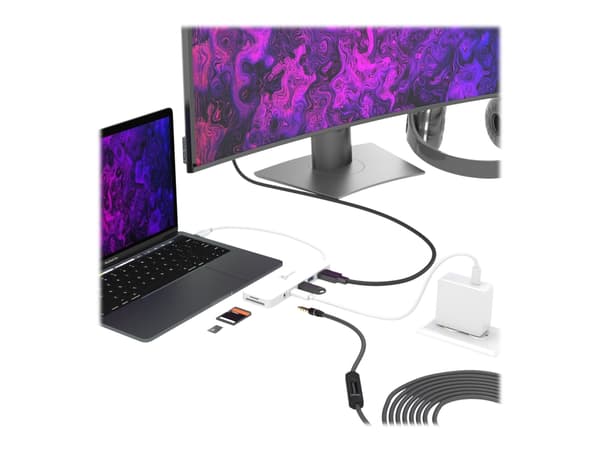 j5create JCD373-N Kevyt USB-C®-sovitin, USB 3.2 Gen 1 (3.1 Gen 1) Type-C, 60 W, Valkoinen, MicroSD (TransFlash), SD, 4K Ultra HD, 30 Hz