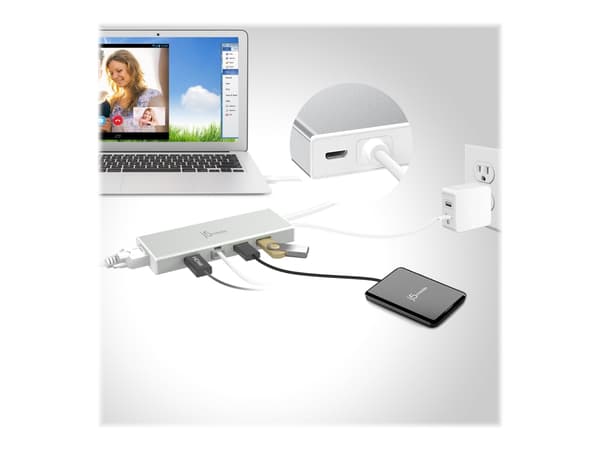 j5create JUD380-N USB™ 3.0 mini-dock, Ledningsført, USB 3.2 Gen 1 (3.1 Gen 1) Type-A, 10,100,1000 Mbit/s, 10BASE-T, 100BASE-T, 1000BASE-T, 1000BASE-T