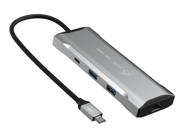 j5create JCD393-N 4K60 Elite USB-C® 10 Gbps:n minitelakka, Langallinen, USB 3.2 Gen 1 (3.1 Gen 1) Type-C, 100 W, USB B-tyyppi, 10,100,1000 Mbit/s, Ha