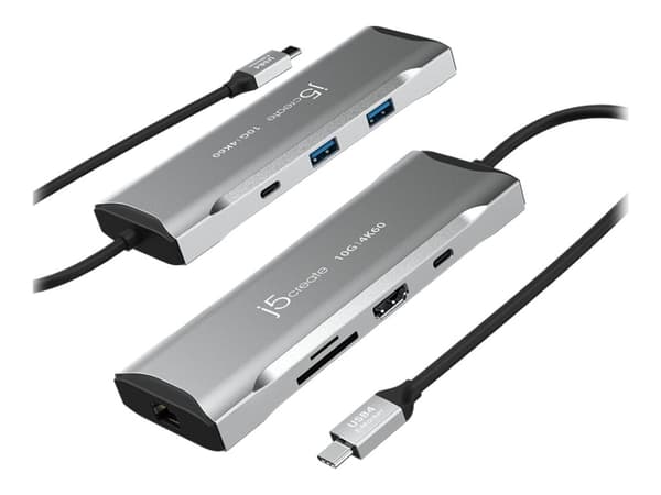 j5create JCD393-N 4K60 Elite USB-C® 10 Gbps:n minitelakka, Langallinen, USB 3.2 Gen 1 (3.1 Gen 1) Type-C, 100 W, USB B-tyyppi, 10,100,1000 Mbit/s, Ha