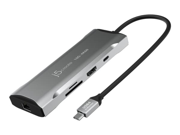 j5create JCD393-N 4K60 Elite USB-C® 10 Gbps:n minitelakka, Langallinen, USB 3.2 Gen 1 (3.1 Gen 1) Type-C, 100 W, USB B-tyyppi, 10,100,1000 Mbit/s, Ha