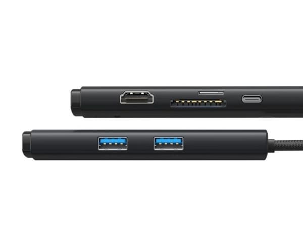 Liitäntäasema/adapteri USB C -pistoke - 2xUSB3.0, HDMI, USB C PD (lataus), SD/Micro SD-paikat BASEUS