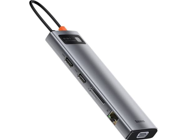Baseus Metal Gleam Series 11-in-1, Kabel, USB 3.2 Gen 1 (3.1 Gen 1) Type-C, 100 W, 3,5 mm, 10,100,1000 Mbit/s, 10BASE-T,100BASE-TX,1000BASE-T