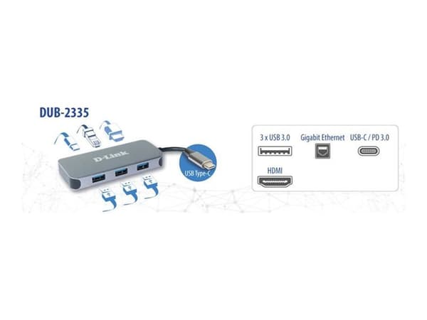 D-Link DUB-2335 - Dockningsstation - USB-C / Thunderbolt 3 - HDMI