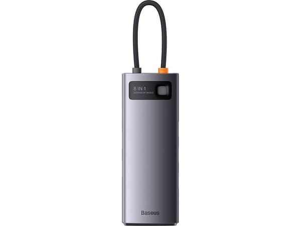 Hub 8w1 Baseus Metal Gleam Series, USB-C do HDMI + 3 x USB 3.1 + USB-C PD + RJ45 + microSD/SD