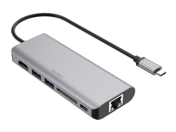 DELTACO - Dockningsstation - USB-C - HDMI - 1GbE