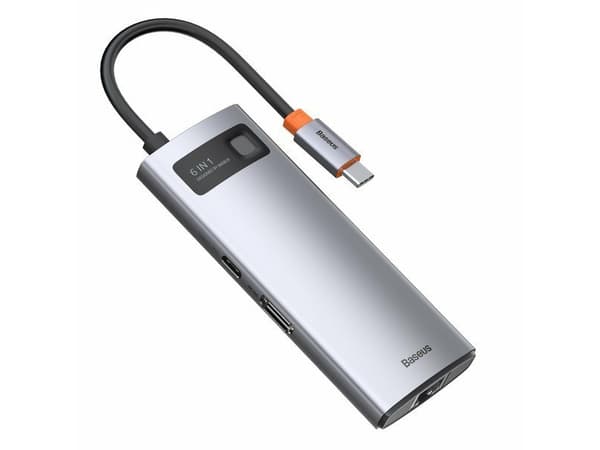 Baseus WKWG020013, Koblet med ledninger (ikke trådløs), USB 3.2 Gen 1 (3.1 Gen 1) Type-C, 100 W, Grå, 30 Hz, Aluminium