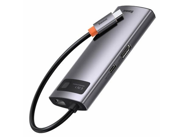 Baseus WKWG020013, Koblet med ledninger (ikke trådløs), USB 3.2 Gen 1 (3.1 Gen 1) Type-C, 100 W, Grå, 30 Hz, Aluminium