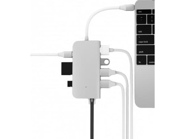 USB-C-minidokkari, HDMI, 3x USB 3.0, Ethernet, SD/MicroSD,
