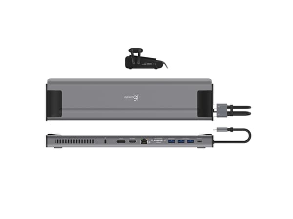 j5create JCD552-N M.2 NVMe® USB-C® Gen 2 dockningsstation, Kabel, USB 3.2 Gen 1 (3.1 Gen 1) Type-C, 10,100,1000 Mbit/s, Svart, Silver, Silver & Black