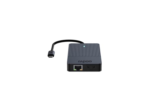 Rapoo UCM-2005, USB Type-C, 3,5 mm, DisplayPort, HDMI, RJ-45, USB 3.2 Gen 1 (3.1 Gen 1), USB Type-C, Mies, Musta, 115 mm, 60 mm