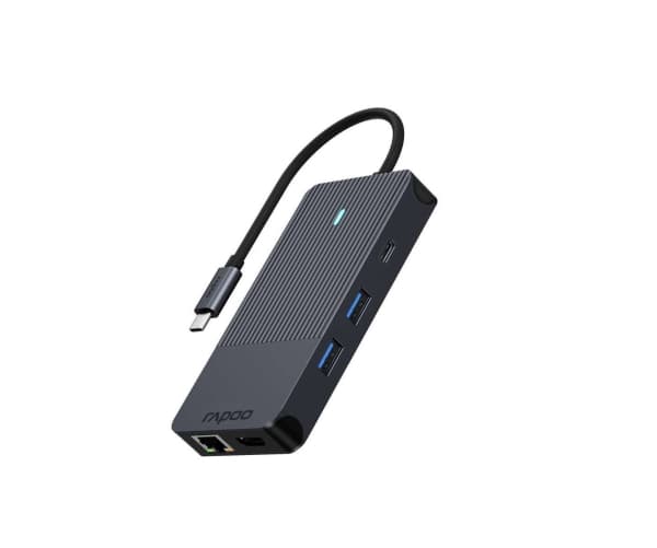 Rapoo UCM-2005, USB Type-C, 3,5 mm, DisplayPort, HDMI, RJ-45, USB 3.2 Gen 1 (3.1 Gen 1), USB Type-C, Mies, Musta, 115 mm, 60 mm