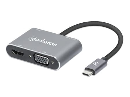 Manhattan 130691, Kabel, USB 3.2 Gen 1 (3.1 Gen 1) Type-C, Grå, 5 Gbit/s, 3840 x 2160 pixlar, 60 hz