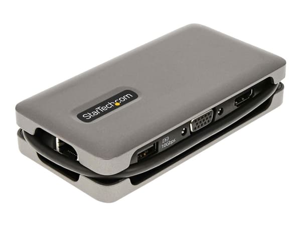 StarTech.com USB-C moniporttisovitin, HDMI/VGA, 4K 60Hz video, 3-porttinen USB-keskitin, 100W Power Delivery Pass-Through, GbE, USB Type-C Travel Doc