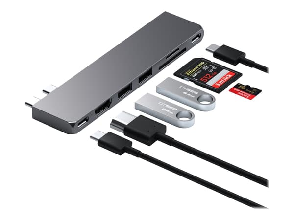 Satechi ST-HUCPHSM, Telakointi, USB 3.2 Gen 2 (3.1 Gen 2) Type-C, 100 W, 1.4/2.3, Harmaa, Space Gray