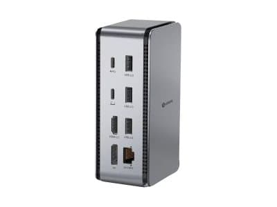 eSTUFF Pro Dual Dock - Telakointiasema - USB4 / Thunderbolt 4 - HDMI, DP - GigE