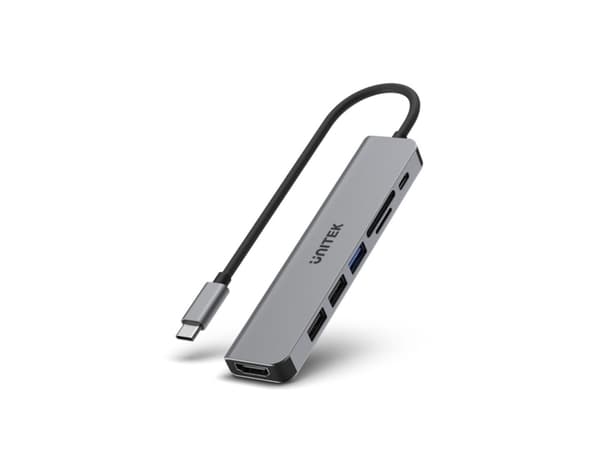 UNITEK HUB USB-C 7IN1, HDMI 4K, PD 100W, 5GBPS,ALU