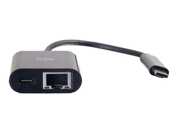 C2G USB-C Ethernet-sovitin virransyötöllä - Musta - Verkkosovitin - USB-C - Gigabit Ethernet x 1 - musta - musta
