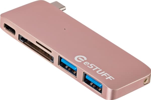 eSTUFF Allure Series - Hubb - 2 x SuperSpeed USB 3.0 x USB-C - skrivbordsmodell