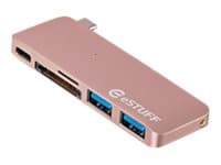 eSTUFF Allure Series - Hubb - 2 x SuperSpeed USB 3.0 x USB-C - skrivbordsmodell
