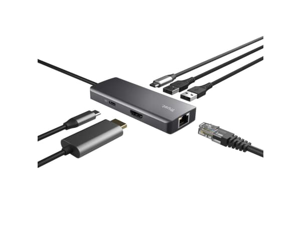 Trust Dalyx, USB Type-C, USB 2.0, 1000 Mbit/s, 60 Hz, 3840 x 2160 pikseliä, Hopea