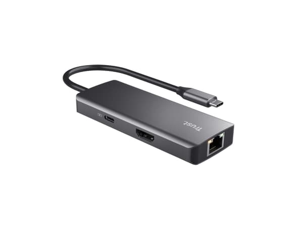 Trust Dalyx, USB Type-C, USB 2.0, 1000 Mbit/s, 60 Hz, 3840 x 2160 pikseliä, Hopea