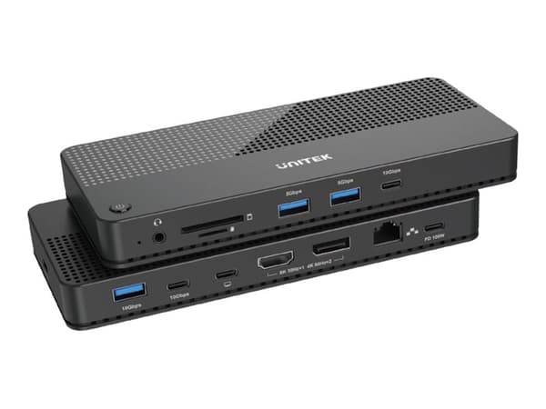 Unitek - Dokkingstasjon - USB-C / USB4 / Thunderbolt 3 / Thunderbolt 4 - HDMI, DP - 1GbE