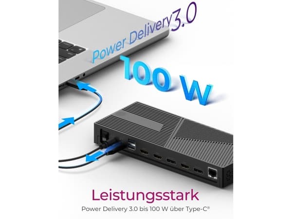 ICY BOX IB-DK2246AC - Dockningsstation - för bärbar dator - USB-C 3.2 Gen 2 / Thunderbolt 3 / Thunderbolt 4 - 2 x DP, 3 x HDMI - 1GbE - 130 Watt - Eu